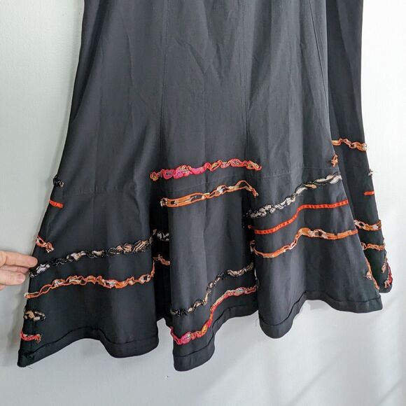 Vintage Y2K Maxi Skirt Flare Pull On Artsy Eclectic Black Orange Animal 16 - Picture 8 of 12